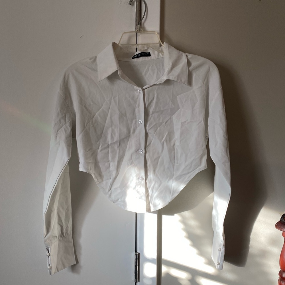 Shein button up crop top